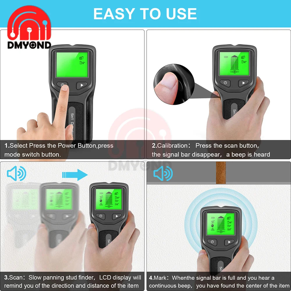 5 In 1 Stud Electronic Wall Detector Finders Multifunctional Handheld Metal Detector