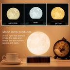 Magnetic Floating Moon Lamp with Wooden Base