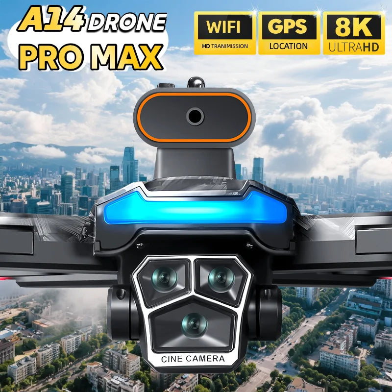 A14 Pro Max GPS Brushless 8K Three Camera Obstacle Avoidance Foldable Quadcopter