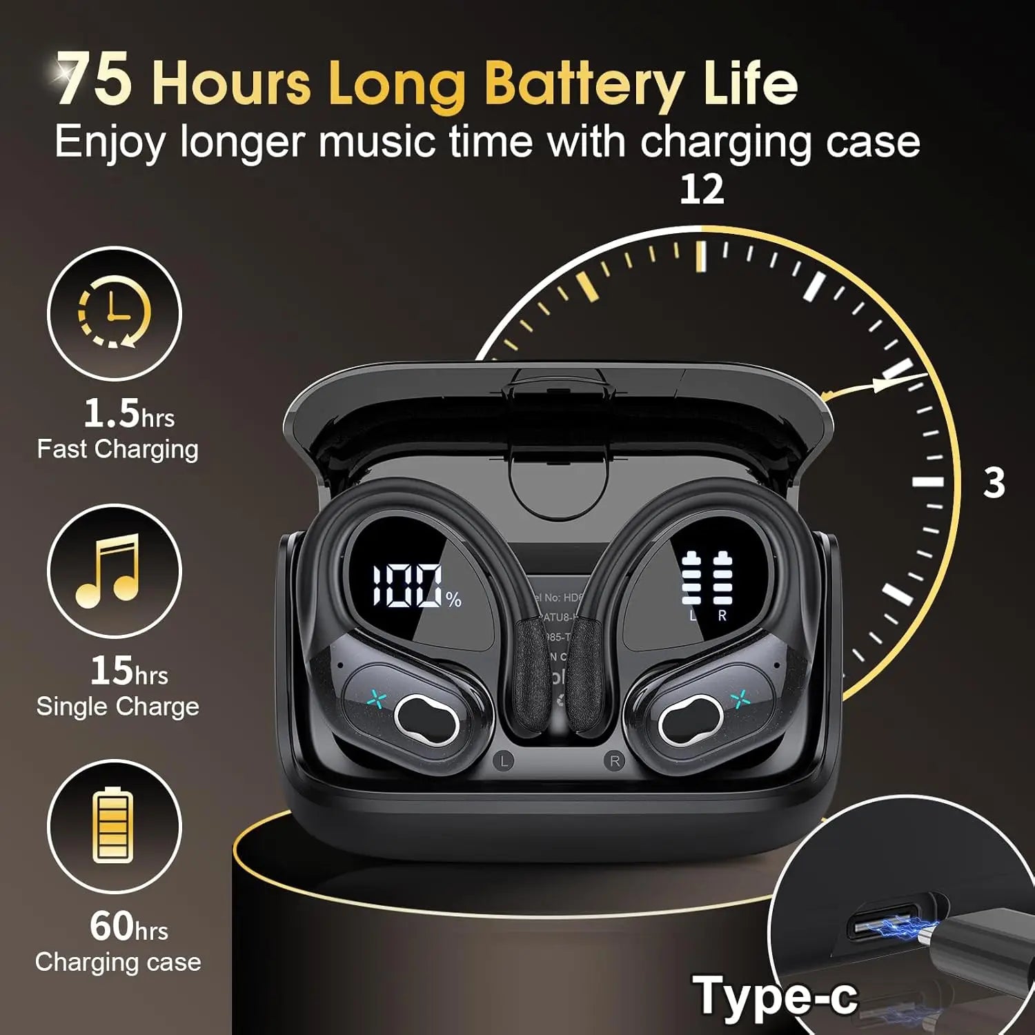 GDLYL HD65 TWS Bluetooth V5.4 Headphones Wireless