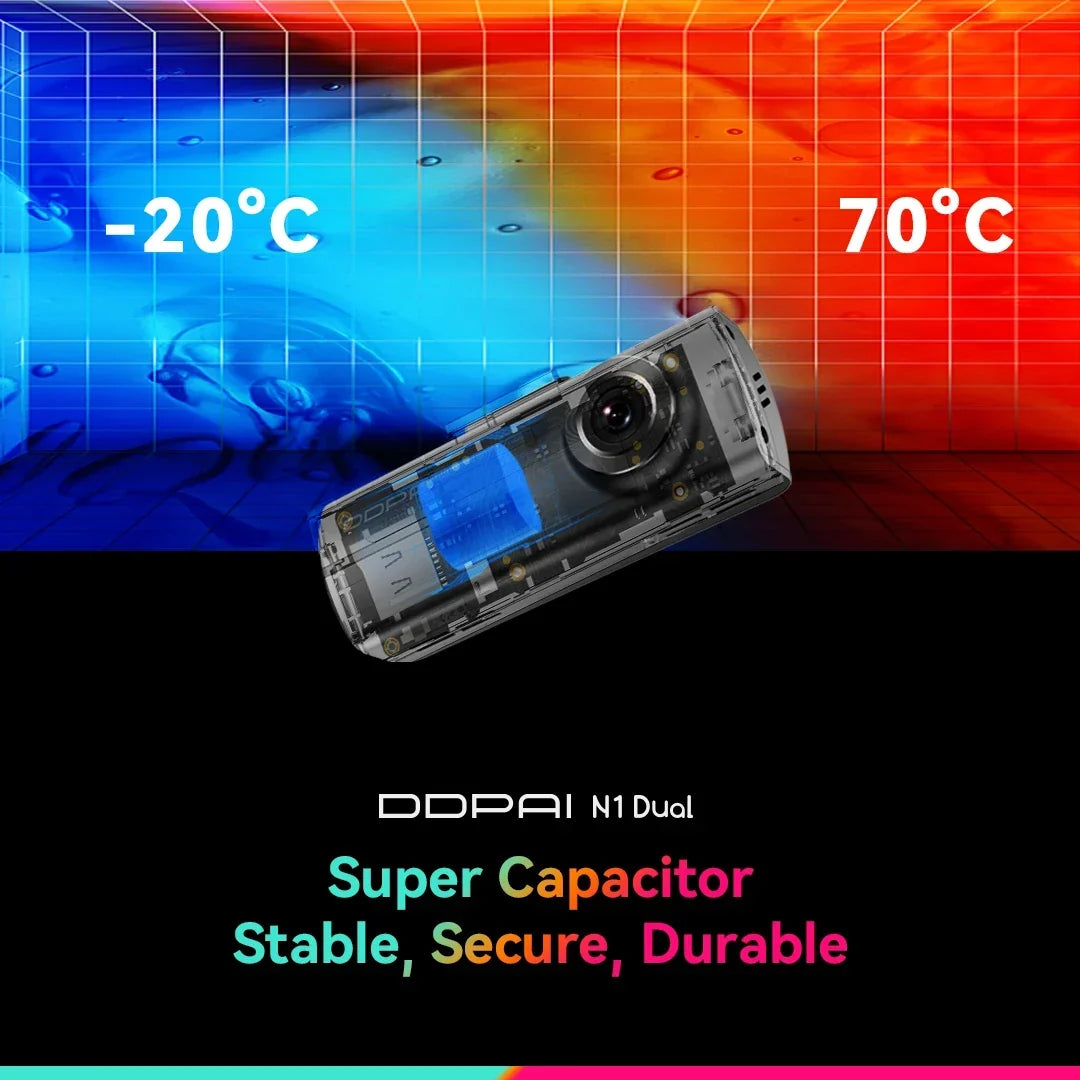 DDPAI Dash Cam N1 Dual Front and Rear Recording 1296P