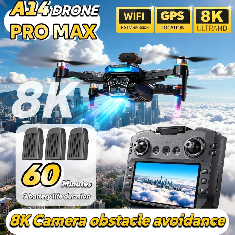 A14 Pro Max GPS Brushless 8K Three Camera Obstacle Avoidance Foldable Quadcopter