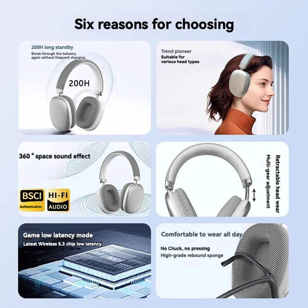 Bluetooth Headphones Over Ear HiFi Stereo Wireless Headset