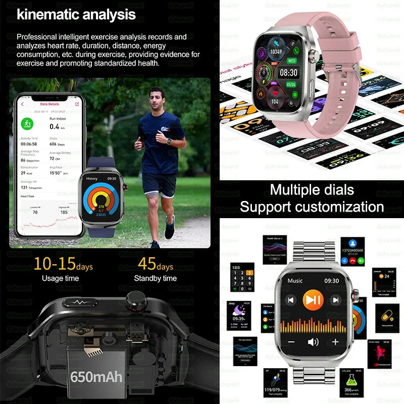 ECG Smart Watch BT Call Heart Rate Blood lipids Uric acid Health Monitor