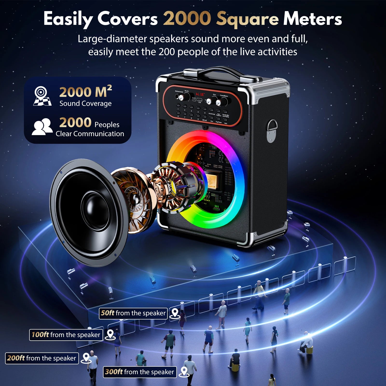 Portable Bluetooth 5.3 Kara Ok Speaker With 2 Microphones