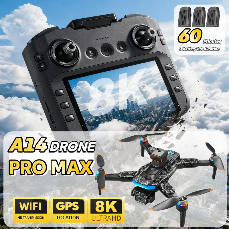 A14 Pro Max GPS Brushless 8K Three Camera Obstacle Avoidance Foldable Quadcopter