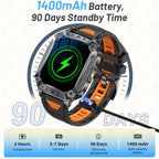 Military Smart Watch 1400mAh Battery Fitness Tracking Waterproof