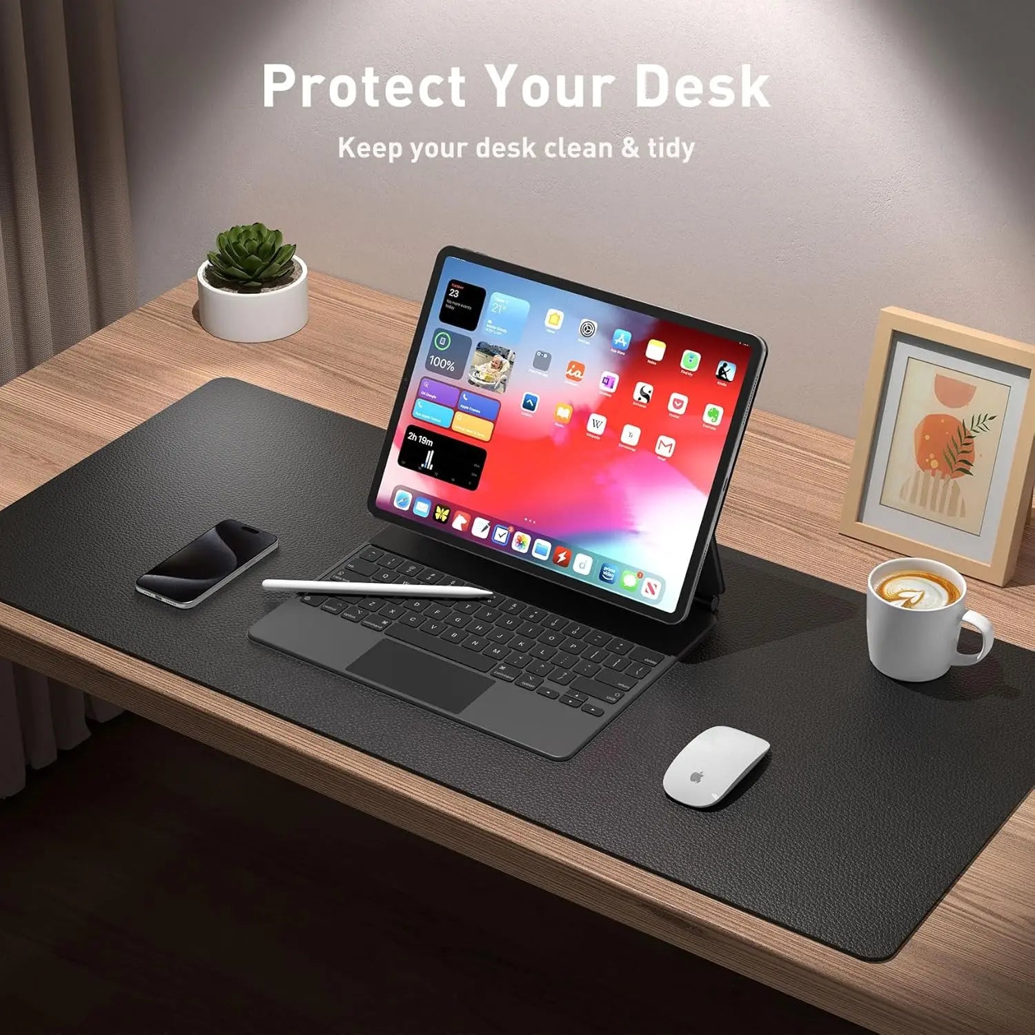 Large Waterproof PU Leather Desk Mat for Office and Home